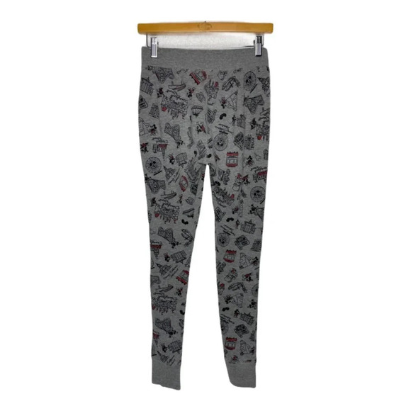 Disney Parks Pants Womens XS Gray Black Jogger Pull on Tapered Drawstring Pajama - Picture 2 of 5